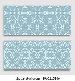Seamless horizontal borders with repeating line texture. Geometric seamless lace patterns collection for banners, greeting cards or birthday invitations. Ethnic arabic, indian, turkish ornament