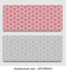 Seamless horizontal borders with repeating line texture. Geometric seamless lace patterns collection for banners, greeting cards or birthday invitations. Ethnic arabic, indian, turkish ornament