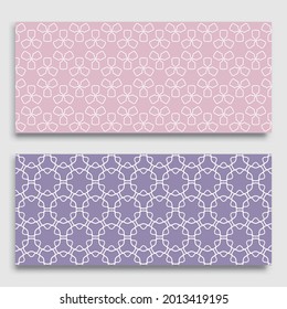 Bordes horizontales sin inconvenientes con textura de línea repetida. Colección de patrones de encaje geométricos sin fisuras para banners, tarjetas de felicitación o invitaciones de cumpleaños. Ornamento étnico árabe, indio, turco