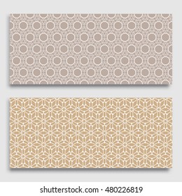 Seamless horizontal borders with repeating line texture. Seamless geometric lace patterns collection for banners, greeting cards or birthday invitations. Ethnic arabic, indian, turkish ornament