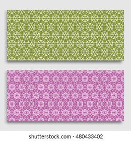 Seamless horizontal borders with repeating line texture. Seamless geometric lace patterns collection for banners, greeting cards or birthday invitations. Ethnic arabic, indian, turkish ornament