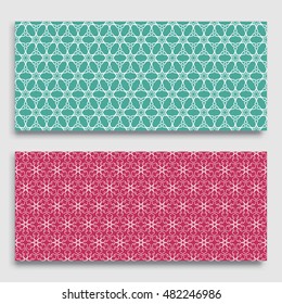 Seamless horizontal borders with repeating line texture. Seamless geometric lace patterns collection for banners, greeting cards or birthday invitations. Ethnic arabic, indian, turkish ornament
