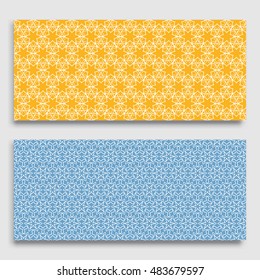 Seamless horizontal borders with repeating line texture. Seamless geometric lace patterns collection for banners, greeting cards or birthday invitations. Ethnic arabic, indian, turkish ornament