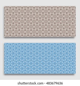 Seamless horizontal borders with repeating line texture. Seamless geometric lace patterns collection for banners, greeting cards or birthday invitations. Ethnic arabic, indian, turkish ornament