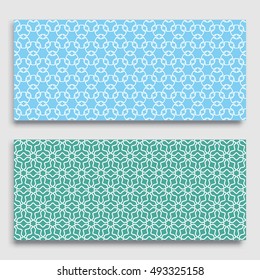 Seamless horizontal borders with repeating line texture. Seamless geometric lace patterns collection for banners, greeting cards or birthday invitations. Ethnic arabic, indian, turkish ornament