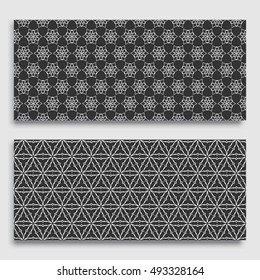 Seamless horizontal borders with repeating line texture. Seamless geometric lace patterns collection for banners, greeting cards or birthday invitations. Ethnic arabic, indian, turkish ornament