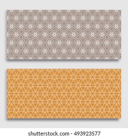 Seamless horizontal borders with repeating line texture. Seamless geometric lace patterns collection for banners, greeting cards or birthday invitations. Ethnic arabic, indian, turkish ornament