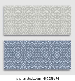 Seamless horizontal borders with repeating line texture. Seamless geometric lace patterns collection for banners, greeting cards or birthday invitations. Ethnic arabic, indian, turkish ornament