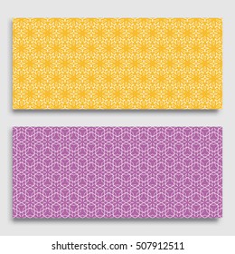 Seamless horizontal borders with repeating line texture. Seamless geometric lace patterns collection for banners, greeting cards or birthday invitations. Ethnic arabic, indian, turkish ornament