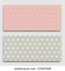 Seamless horizontal borders with repeating line texture. Geometric lace patterns collection for banners, greeting cards or birthday invitations. Ethnic arabic, indian, turkish ornament