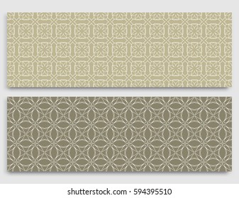 Seamless horizontal borders with repeating line texture. Geometric seamless lace patterns collection for banners, greeting cards or birthday invitations. Ethnic arabic, indian, turkish ornament