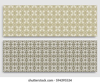 Seamless horizontal borders with repeating line texture. Geometric seamless lace patterns collection for banners, greeting cards or birthday invitations. Ethnic arabic, indian, turkish ornament