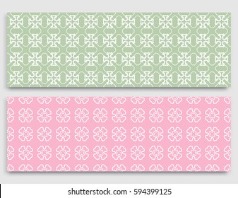 Seamless horizontal borders with repeating line texture. Geometric seamless lace patterns collection for banners, greeting cards or birthday invitations. Ethnic arabic, indian, turkish ornament