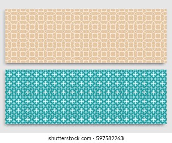 Seamless horizontal borders with repeating line texture. Geometric seamless lace patterns collection for banners, greeting cards or birthday invitations. Ethnic arabic, indian, turkish ornament