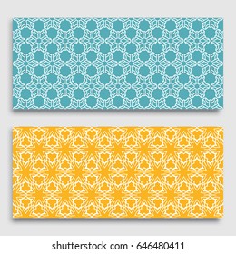 Seamless horizontal borders with repeating line texture. Geometric seamless lace patterns collection for banners, greeting cards or birthday invitations. Ethnic arabic, indian, turkish ornament