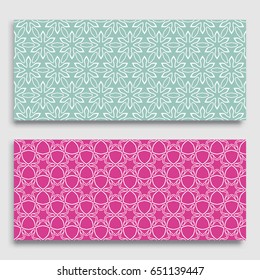 Seamless horizontal borders with repeating line texture. Geometric seamless lace patterns collection for banners, greeting cards or birthday invitations. Ethnic arabic, indian, turkish ornament