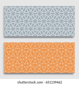 Seamless horizontal borders with repeating line texture. Geometric seamless lace patterns collection for banners, greeting cards or birthday invitations. Ethnic arabic, indian, turkish ornament
