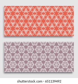Seamless horizontal borders with repeating line texture. Geometric seamless lace patterns collection for banners, greeting cards or birthday invitations. Ethnic arabic, indian, turkish ornament