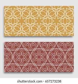 Seamless horizontal borders with repeating line texture. Geometric seamless lace patterns collection for banners, greeting cards or birthday invitations. Ethnic arabic, indian, turkish ornament