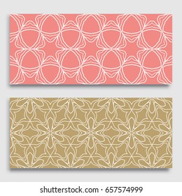 Seamless horizontal borders with repeating line texture. Geometric ace patterns collection for banners, greeting cards or birthday invitations. Ethnic arabic, indian, turkish ornament