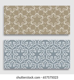 Seamless horizontal borders with repeating line texture. Geometric lace patterns collection for banners, greeting cards or birthday invitations. Ethnic arabic, indian, turkish ornament