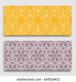 Seamless horizontal borders with repeating line texture. Geometric seamless lace patterns collection for banners, greeting cards or birthday invitations. Ethnic arabic, indian, turkish ornament