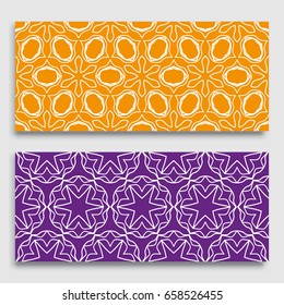 Seamless horizontal borders with repeating line texture. Geometric seamless lace patterns collection for banners, greeting cards or birthday invitations. Ethnic arabic, indian, turkish ornament