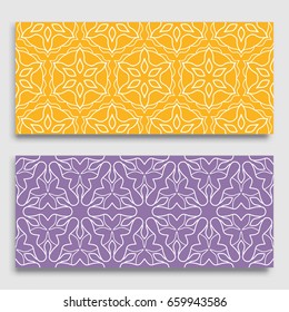 Seamless horizontal borders with repeating line texture. Geometric seamless lace patterns collection for banners, greeting cards or birthday invitations. Ethnic arabic, indian, turkish ornament