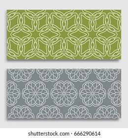 Seamless horizontal borders with repeating line texture. Geometric seamless lace patterns collection for banners, greeting cards or birthday invitations. Ethnic arabic, indian, turkish ornament