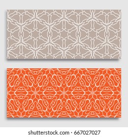 Seamless horizontal borders with repeating line texture. Geometric seamless lace patterns collection for banners, greeting cards or birthday invitations. Ethnic arabic, indian, turkish ornament