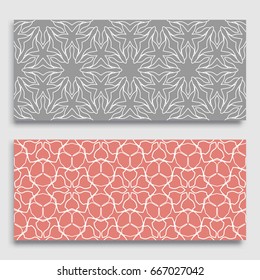 Seamless horizontal borders with repeating line texture. Geometric seamless lace patterns collection for banners, greeting cards or birthday invitations. Ethnic arabic, indian, turkish ornament