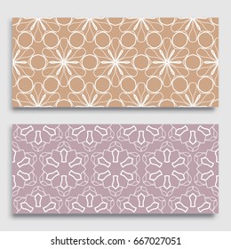Seamless horizontal borders with repeating line texture. Geometric seamless lace patterns collection for banners, greeting cards or birthday invitations. Ethnic arabic, indian, turkish ornament