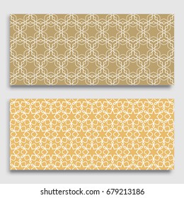 Seamless horizontal borders with repeating line texture. Geometric seamless lace patterns collection for banners, greeting cards or birthday invitations. Ethnic arabic, indian, turkish ornament