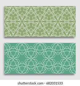 Seamless horizontal borders with repeating line texture. Geometric seamless lace patterns collection for banners, greeting cards or birthday invitations. Ethnic arabic, indian, turkish ornament