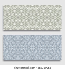 Seamless horizontal borders with repeating line texture. Geometric seamless lace patterns collection for banners, greeting cards or birthday invitations. Ethnic arabic, indian, turkish ornament