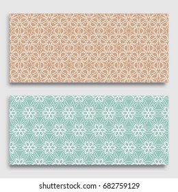 Seamless horizontal borders with repeating line texture. Geometric seamless lace patterns collection for banners, greeting cards or birthday invitations. Ethnic arabic, indian, turkish ornament
