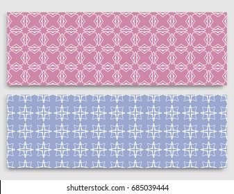 Seamless horizontal borders with repeating line texture. Geometric seamless lace patterns collection for banners, greeting cards or birthday invitations. Ethnic arabic, indian, turkish ornament