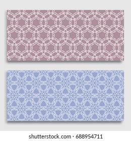 Seamless horizontal borders with repeating line texture. Geometric seamless lace patterns collection for banners, greeting cards or birthday invitations. Ethnic arabic, indian, turkish ornament