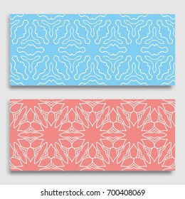 Seamless horizontal borders with repeating line texture. Geometric seamless lace patterns collection for banners, greeting cards or birthday invitations. Ethnic arabic, indian, turkish ornament