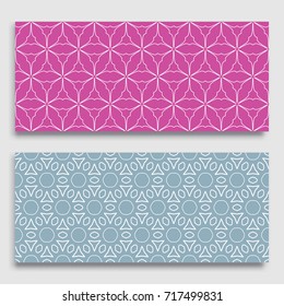 Seamless horizontal borders with repeating line texture. Geometric seamless lace patterns collection for banners, greeting cards or birthday invitations. Ethnic arabic, indian, turkish ornament