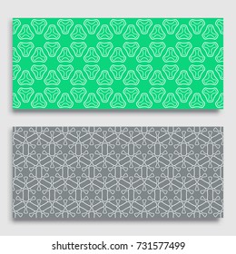 Seamless horizontal borders with repeating line texture. Geometric seamless lace patterns collection for banners, greeting cards or birthday invitations. Ethnic arabic, indian, turkish ornament