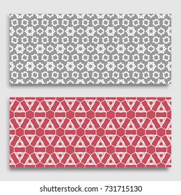 Seamless horizontal borders with repeating line texture. Geometric seamless lace patterns collection for banners, greeting cards or birthday invitations. Ethnic arabic, indian, turkish ornament