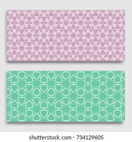 Seamless horizontal borders with repeating line texture. Geometric seamless lace patterns collection for banners, greeting cards or birthday invitations. Ethnic arabic, indian, turkish ornament