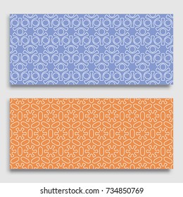 Seamless horizontal borders with repeating line texture. Geometric seamless lace patterns collection for banners, greeting cards or birthday invitations. Ethnic arabic, indian, turkish ornament