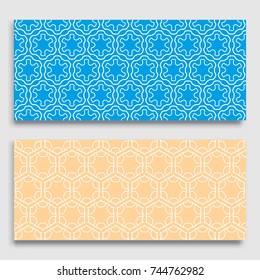 Seamless horizontal borders with repeating line texture. Geometric seamless lace patterns collection for banners, greeting cards or birthday invitations. Ethnic arabic, indian, turkish ornament