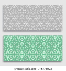 Seamless horizontal borders with repeating line texture. Geometric seamless lace patterns collection for banners, greeting cards or birthday invitations. Ethnic arabic, indian, turkish ornament