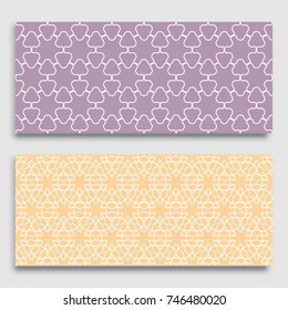 Seamless horizontal borders with repeating line texture. Geometric seamless lace patterns collection for banners, greeting cards or birthday invitations. Ethnic arabic, indian, turkish ornament