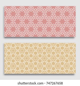 Seamless horizontal borders with repeating line texture. Geometric seamless lace patterns collection for banners, greeting cards or birthday invitations. Ethnic arabic, indian, turkish ornament
