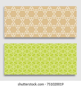 Seamless horizontal borders with repeating line texture. Geometric seamless lace patterns collection for banners, greeting cards or birthday invitations. Ethnic arabic, indian, turkish ornament