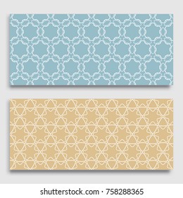 Seamless horizontal borders with repeating line texture. Geometric seamless lace patterns collection for banners, greeting cards or birthday invitations. Ethnic arabic, indian, turkish ornament